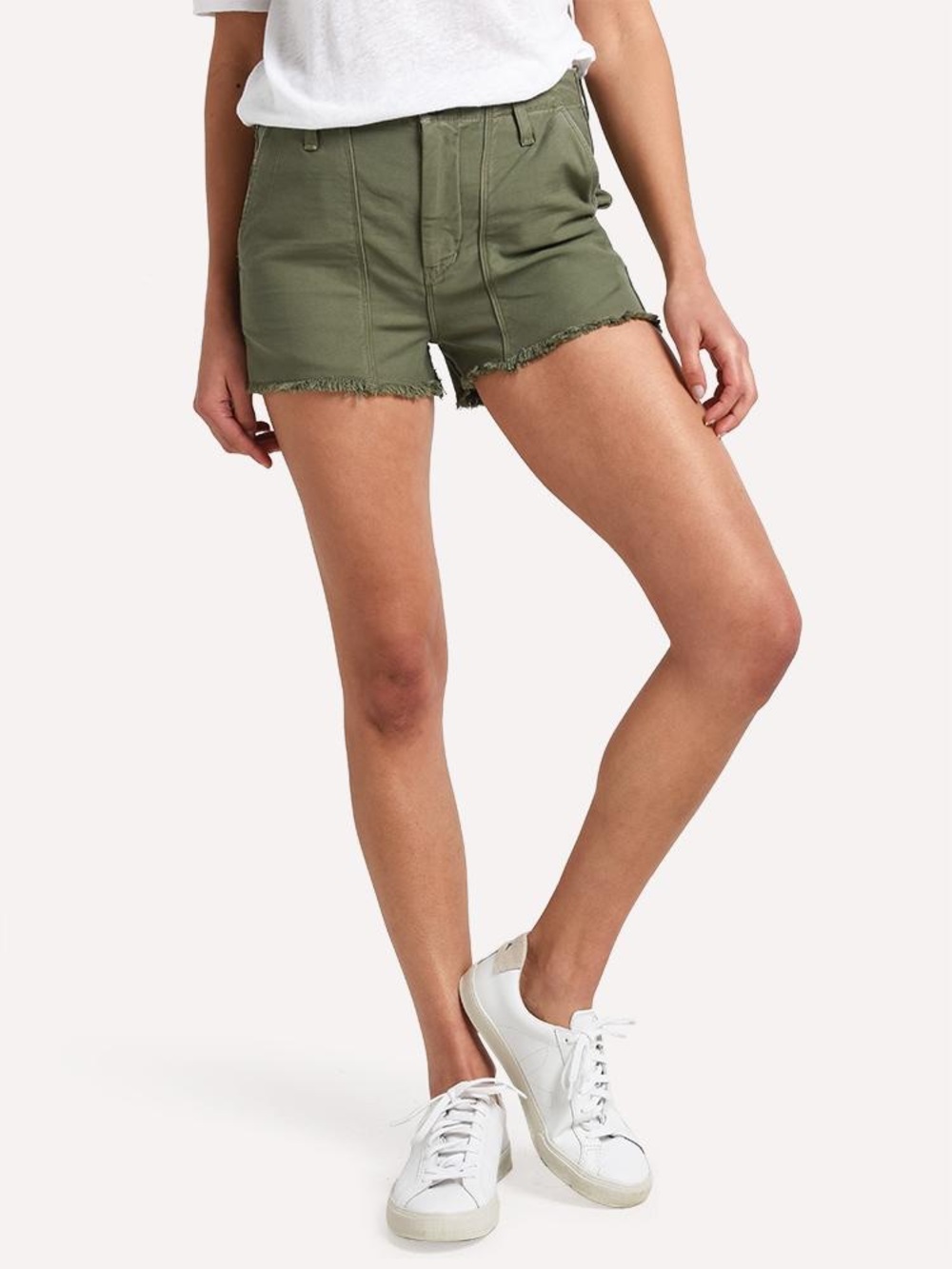 Citizens Of Humanity Olive Green Frayed Hem Utility Jean Shorts